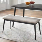 Lifestorey Whitney Panca Moderna di Metà Secolo Imbottita Nera/Grigia: Mid-Century Modern, Imbottita, Struttura in Legno di Gomma