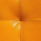 Panchina in Pelle di Capra "Storied Home" Tabacco: Telaio in Legno di Mango, Pouf Rettangolare Imbottito, Assemblaggio per Adulti