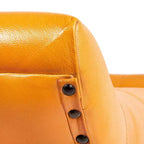 Panchina in Pelle di Capra "Storied Home" Tabacco: Telaio in Legno di Mango, Pouf Rettangolare Imbottito, Assemblaggio per Adulti