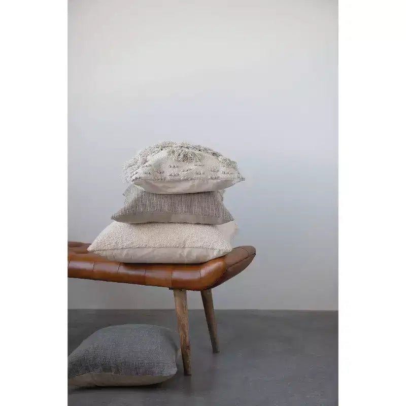 Panchina in Pelle di Capra "Storied Home" Tabacco: Telaio in Legno di Mango, Pouf Rettangolare Imbottito, Assemblaggio per Adulti