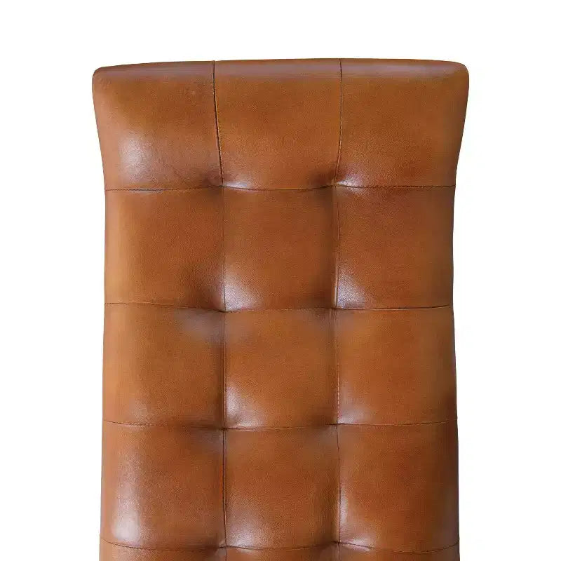 Panchina in Pelle di Capra "Storied Home" Tabacco: Telaio in Legno di Mango, Pouf Rettangolare Imbottito, Assemblaggio per Adulti
