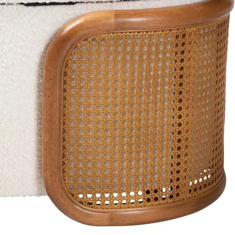 Panca contenitore Baxton Studio Basira in tessuto bouclé: Sollevabile, Ovale, Stile Japandi