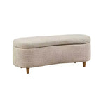 Panca portaoggetti con coperchio incernierato Bailey Boucle Taupe - Ink+Ivy: pouf imbottito, mobili da camera da letto con gambe in legno