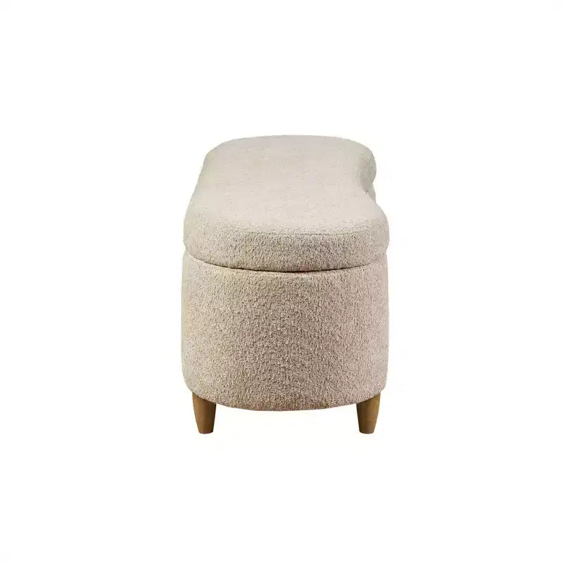 Panca portaoggetti con coperchio incernierato Bailey Boucle Taupe - Ink+Ivy: pouf imbottito, mobili da camera da letto con gambe in legno