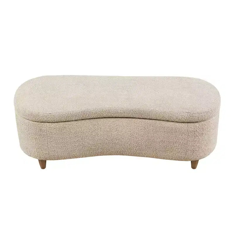 Panca portaoggetti con coperchio incernierato Bailey Boucle Taupe - Ink+Ivy: pouf imbottito, mobili da camera da letto con gambe in legno