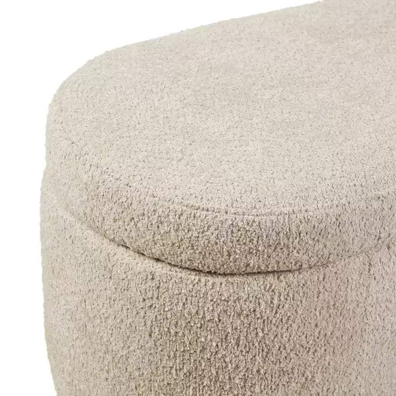 Panca portaoggetti con coperchio incernierato Bailey Boucle Taupe - Ink+Ivy: pouf imbottito, mobili da camera da letto con gambe in legno