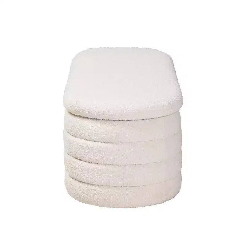 Panca contenitore Betiana in tessuto e legno crema/marrone noce - Baxton Studio: ispirata allo stile Japandi, con piano sollevabile, imbottita in schiuma