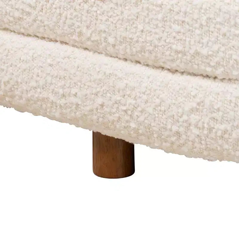 Panca contenitore Betiana in tessuto e legno crema/marrone noce - Baxton Studio: ispirata allo stile Japandi, con piano sollevabile, imbottita in schiuma