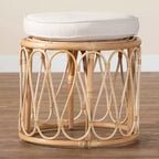 bali & pari Hachiro Pouf Ottomano in Rattan Naturale: Artigianale Bohemien, Cuscino Rimovibile, Nessun Montaggio Richiesto