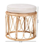 bali & pari Hachiro Pouf Ottomano in Rattan Naturale: Artigianale Bohemien, Cuscino Rimovibile, Nessun Montaggio Richiesto