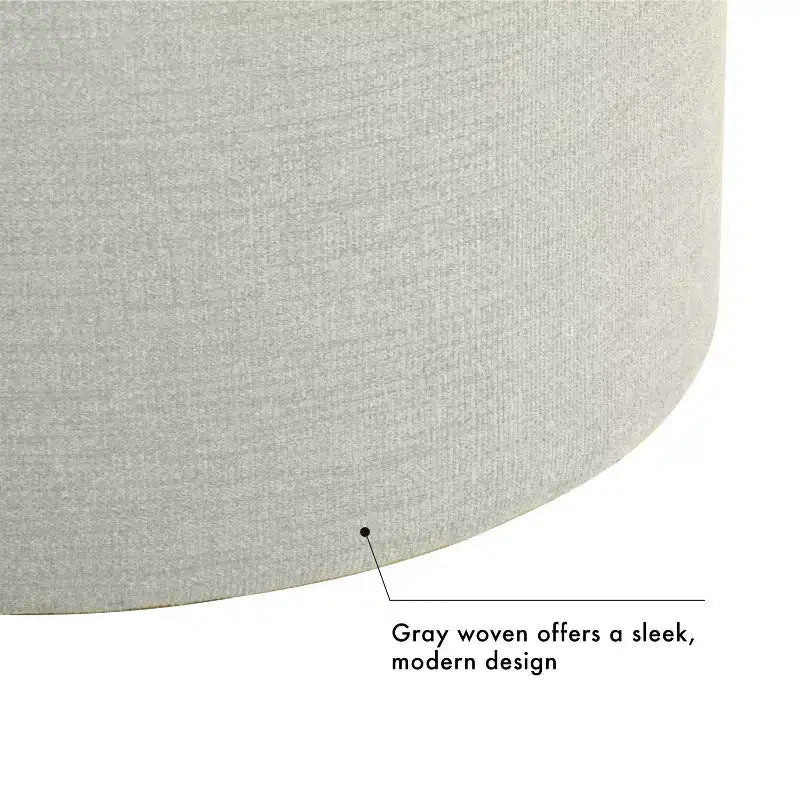 Pouf contenitore rotondo imbottito con struttura in legno e piano in legno, Grigio Chiaro - HomePop