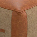 Pouf Castlebridge Tan - WyndenHall: Ottomana Quadrata Contemporanea, Rivestimento in Pelle Removibile, Fantasia Astratta, Capacità 113 kg