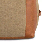 Pouf Castlebridge Tan - WyndenHall: Ottomana Quadrata Contemporanea, Rivestimento in Pelle Removibile, Fantasia Astratta, Capacità 113 kg