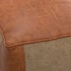 Pouf Castlebridge Tan - WyndenHall: Ottomana Quadrata Contemporanea, Rivestimento in Pelle Removibile, Fantasia Astratta, Capacità 113 kg