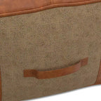 Pouf Castlebridge Tan - WyndenHall: Ottomana Quadrata Contemporanea, Rivestimento in Pelle Removibile, Fantasia Astratta, Capacità 113 kg
