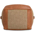 Pouf Castlebridge Tan - WyndenHall: Ottomana Quadrata Contemporanea, Rivestimento in Pelle Removibile, Fantasia Astratta, Capacità 113 kg