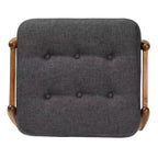 Poggiapiedi Pouf Jeanine in Tessuto e Legno Grigio Scuro/Marrone Noce - Baxton Studio: Ispirazione Japandi, Struttura in Legno di Gomma, Trapuntatura a Bottone