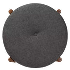 Poggiapiedi Pouf Iliana in Tessuto e Legno Grigio Scuro/Noce - Baxton Studio