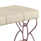 Priya II Pouf e Panche da 32" Bianco/Viola Chiaro - Acme Furniture: Rettangolare Tappezzato Trapuntato con Struttura in Metallo