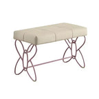 Priya II Pouf e Panche da 32" Bianco/Viola Chiaro - Acme Furniture: Rettangolare Tappezzato Trapuntato con Struttura in Metallo