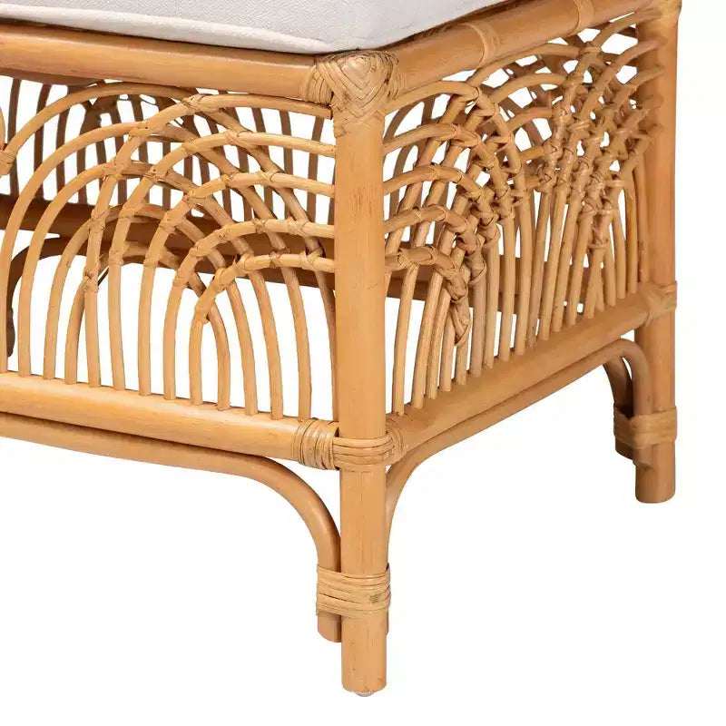Panca Materra in Rattan Bianca/Miele Chiaro bali & pari: Poliestere Imbottito, Nessun Montaggio, Pulire a Macchia