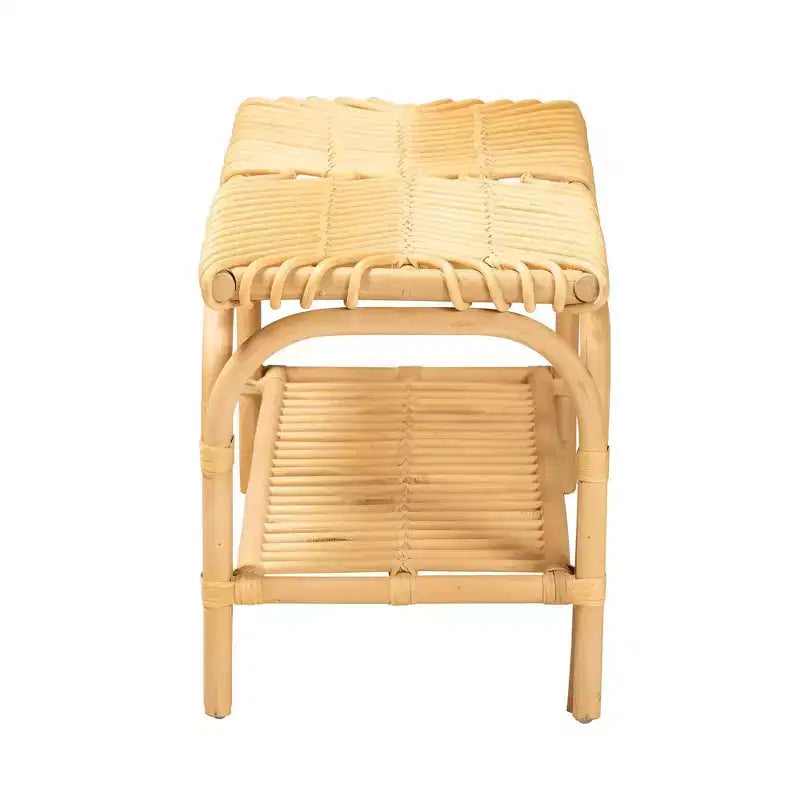Panca Himari Rattan Accent Marrone Naturale - Baxton Studio: Realizzata a mano, Ingresso, Camera da letto, Ripiani portaoggetti