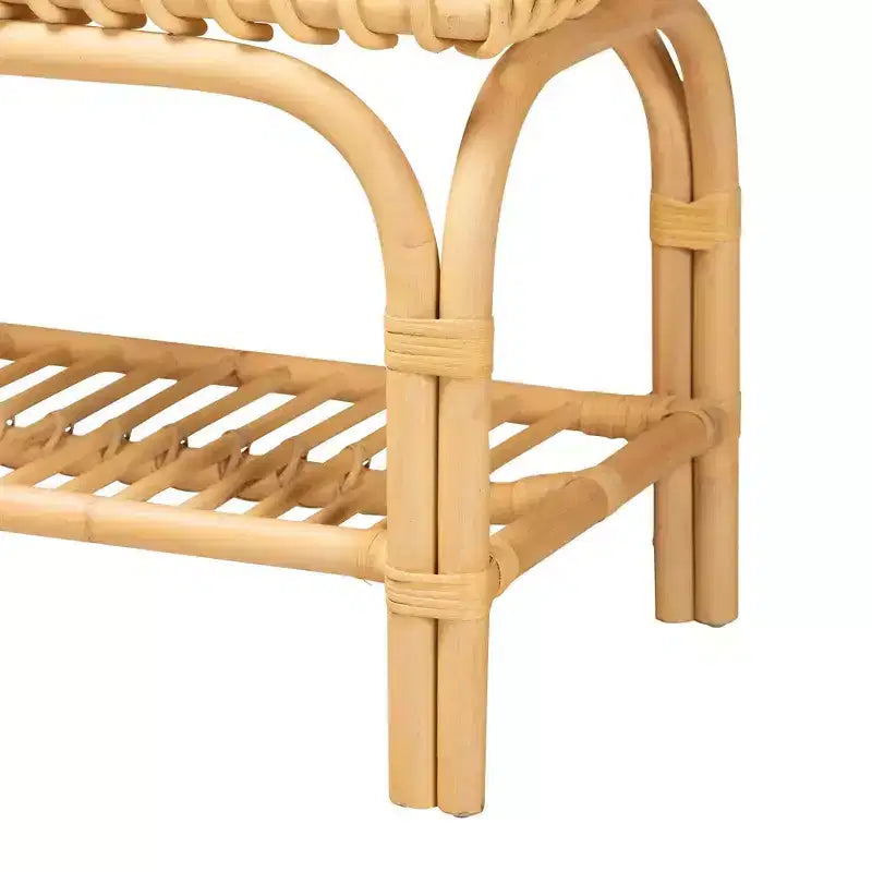 Panca Himari Rattan Accent Marrone Naturale - Baxton Studio: Realizzata a mano, Ingresso, Camera da letto, Ripiani portaoggetti