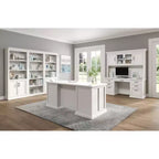 Credenza scrivania moderna in legno: Stile direzionale, pannelli Bead Board, porte USB - Martin Furniture