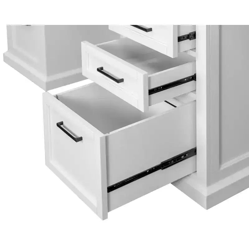 Credenza scrivania moderna in legno: Stile direzionale, pannelli Bead Board, porte USB - Martin Furniture