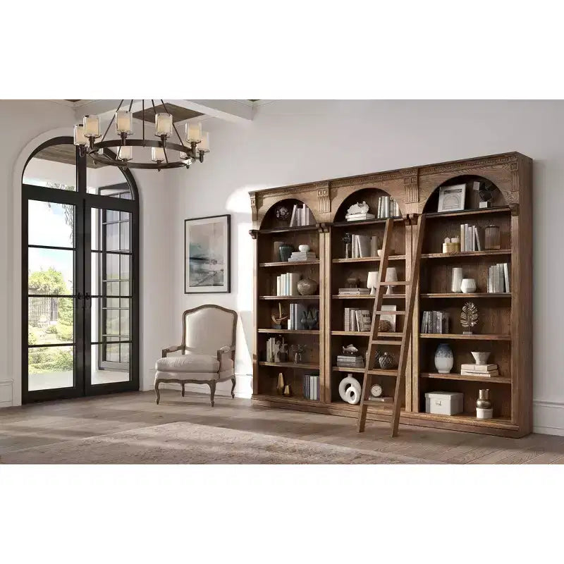 Libreria a muro alta tradizionale da 94", Collezione Stratton Marrone - Martin Furniture