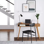 Scrivania Nathan James Parker Mid-Century con Cassetto Acacia Marrone Chiaro: Piano in MDF, Gambe in Legno Massello, Mobili per Ufficio Domestico