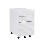 Wedeln 3 Drawer Rolling File Cabinet White Finish Wood - Powell: Mid-Century Modern, Veneer, Metal Hardware