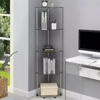 Breighton Home 60.25" Designs2Go Classica Torre Angolare a 5 Ripiani in Vetro/Cromo