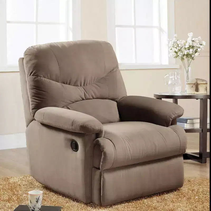 Poltrona Arcadia per la Seduta Attiva da 35" in Microfibra Marrone Chiaro: Reclinabile, Maniglia Facile da Raggiungere - Acme Furniture
