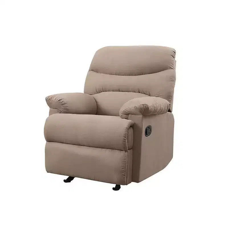 Poltrona Arcadia per la Seduta Attiva da 35" in Microfibra Marrone Chiaro: Reclinabile, Maniglia Facile da Raggiungere - Acme Furniture