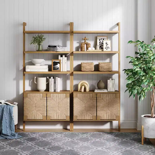 Set di 2 librerie Nathan James Beacon in giunco marino da 72" marrone chiaro