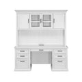 Modern Wood Credenza Desk with Hutch Fully Assembled White - Abby Collection - Martin Furniture