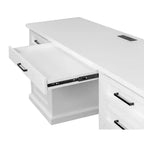 Credenza scrivania moderna in legno con vetrina, completamente assemblata, bianca - Collezione Abby - Martin Furniture