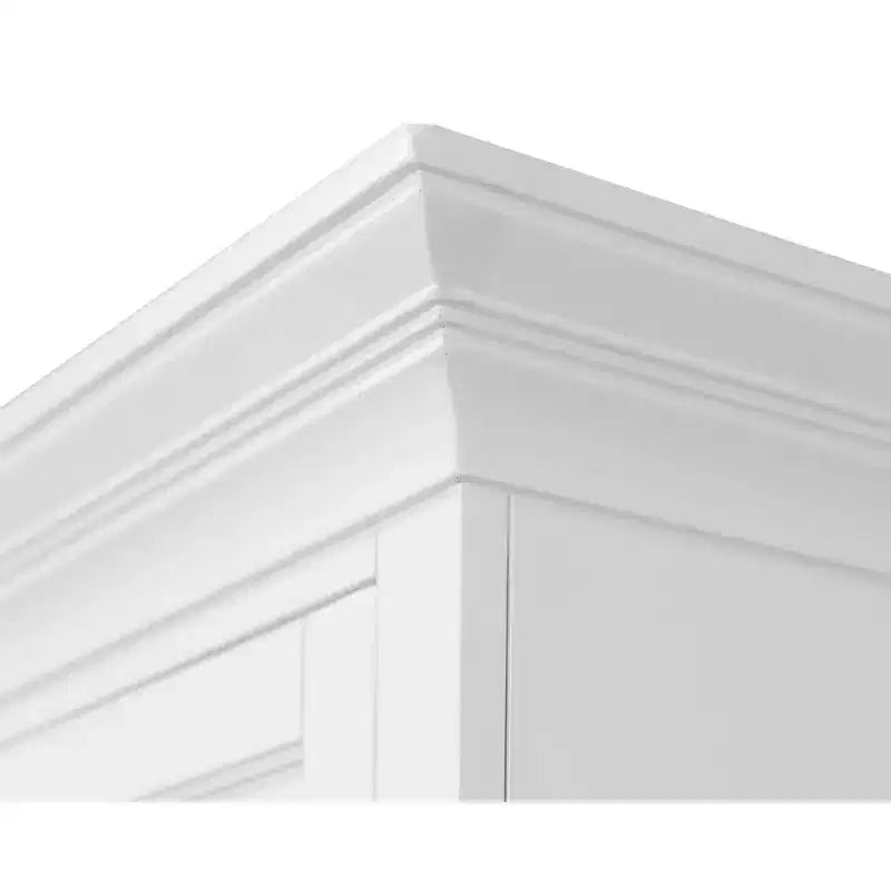 Credenza scrivania moderna in legno con vetrina, completamente assemblata, bianca - Collezione Abby - Martin Furniture