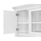 Credenza scrivania moderna in legno con vetrina, completamente assemblata, bianca - Collezione Abby - Martin Furniture