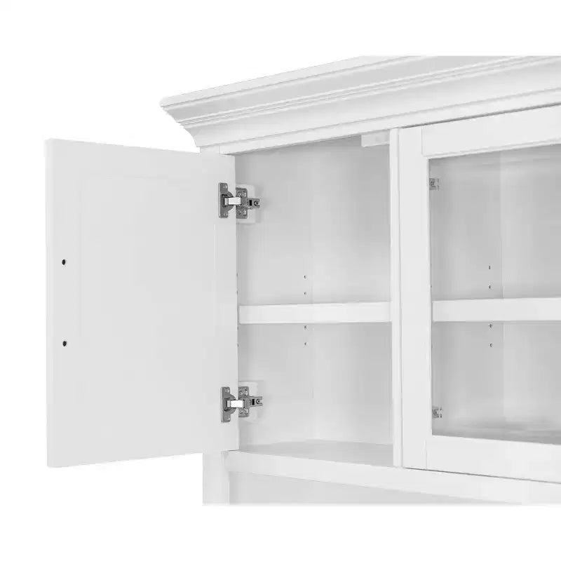 Credenza scrivania moderna in legno con vetrina, completamente assemblata, bianca - Collezione Abby - Martin Furniture