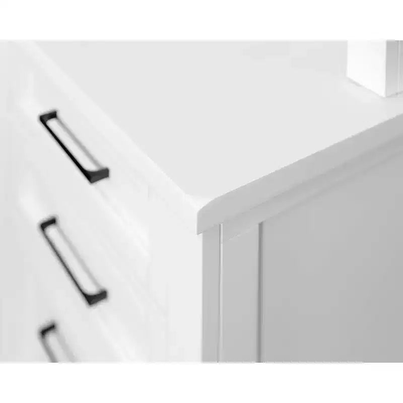 Credenza scrivania moderna in legno con vetrina, completamente assemblata, bianca - Collezione Abby - Martin Furniture