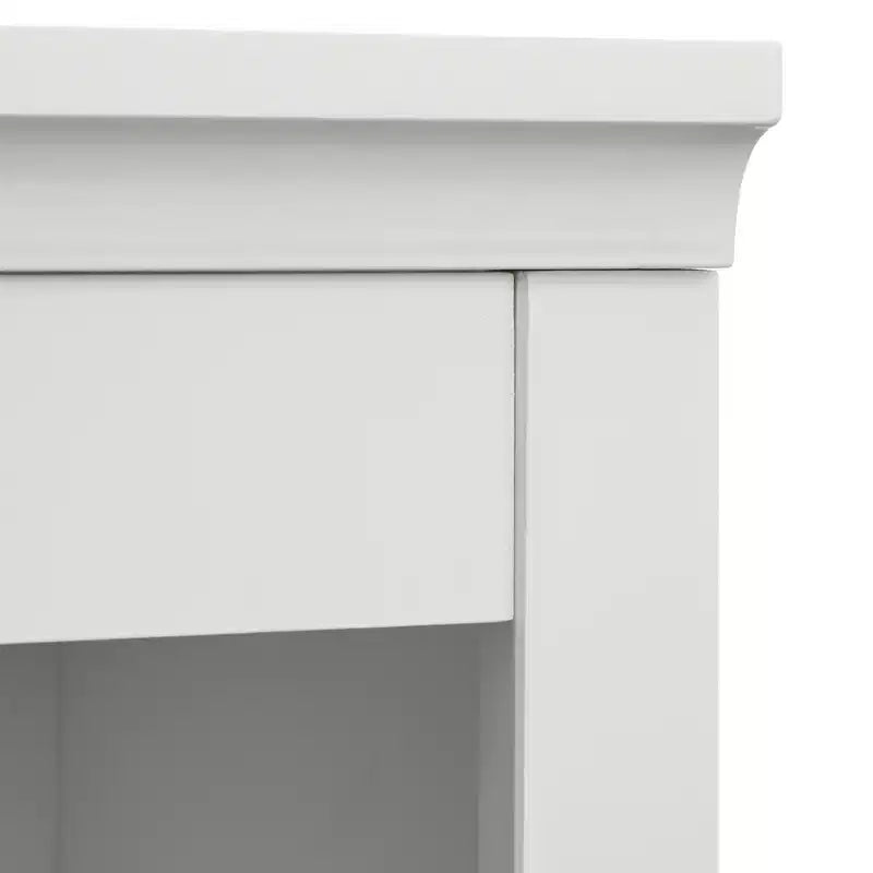Mobile Ufficio Modulare Harrington Lifestorey 2 Pezzi, Mobiletto con Vetrina in Finto Marmo Bianco: Stile Country, Superficie in Finto Marmo, Struttura in MDF
