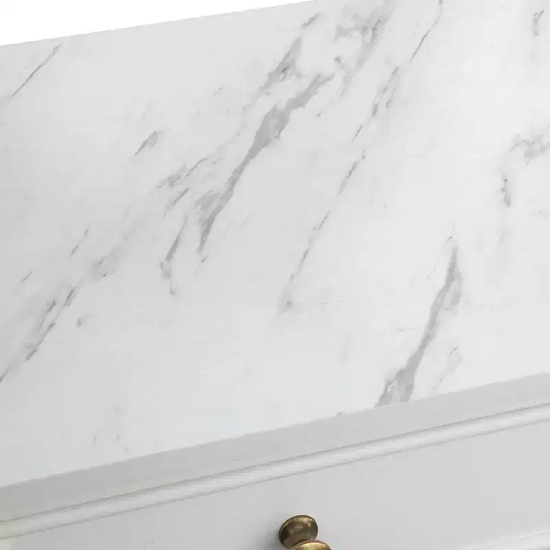 Mobile Ufficio Modulare Harrington Lifestorey 2 Pezzi, Mobiletto con Vetrina in Finto Marmo Bianco: Stile Country, Superficie in Finto Marmo, Struttura in MDF