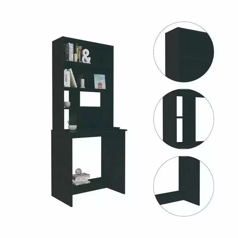 Scrivania per computer Jeddah Nera - Boahaus: Stile Moderno, Resistente ai Graffi, Ripiano Aperto, Laminato in Legno