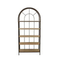 Storied Home 78" Metal Framed Bookshelf: 5-Tier Fir Wood, Space-Saving Design, Iron Frame, 36.5" Long