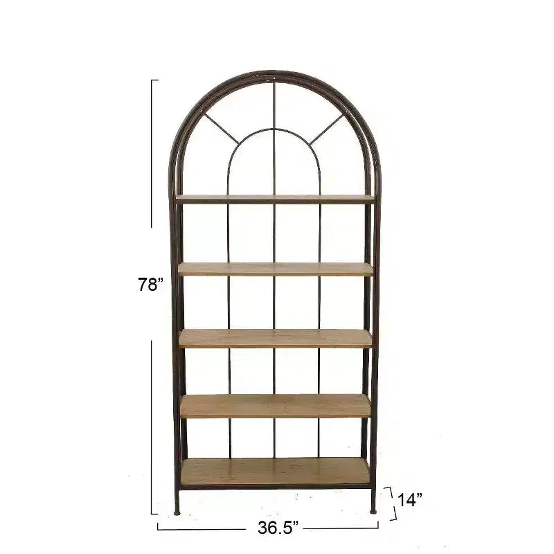 Libreria Storied Home con Struttura Metallica da 78": 5 Ripiani in Legno di Abete, Design Salvaspazio, Struttura in Ferro, Lunga 36,5"