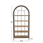 Libreria Storied Home con Struttura Metallica da 78": 5 Ripiani in Legno di Abete, Design Salvaspazio, Struttura in Ferro, Lunga 36,5"