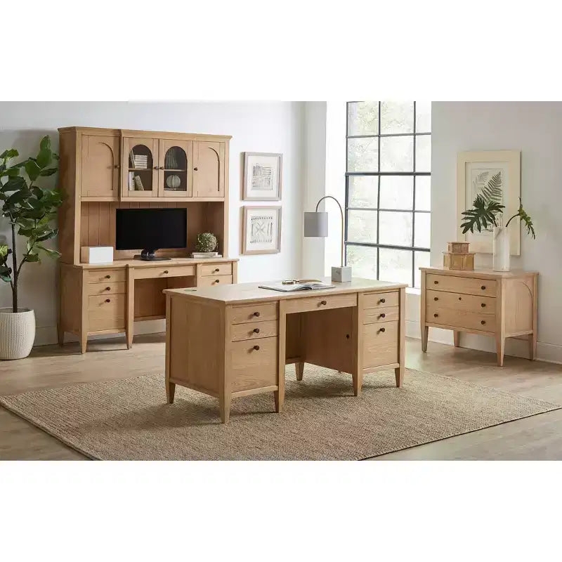 Scrivania moderna in legno con doppio piedistallo e vani portaoggetti Collezione Laurel - Martin Furniture: Mobili per ufficio, Cassetto per archivio