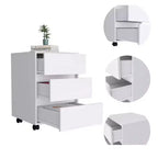 Nantong File Cabinet White - Boahaus: cassettiere da ufficio moderne, 3 cassetti, laminato di legno, finitura verniciata